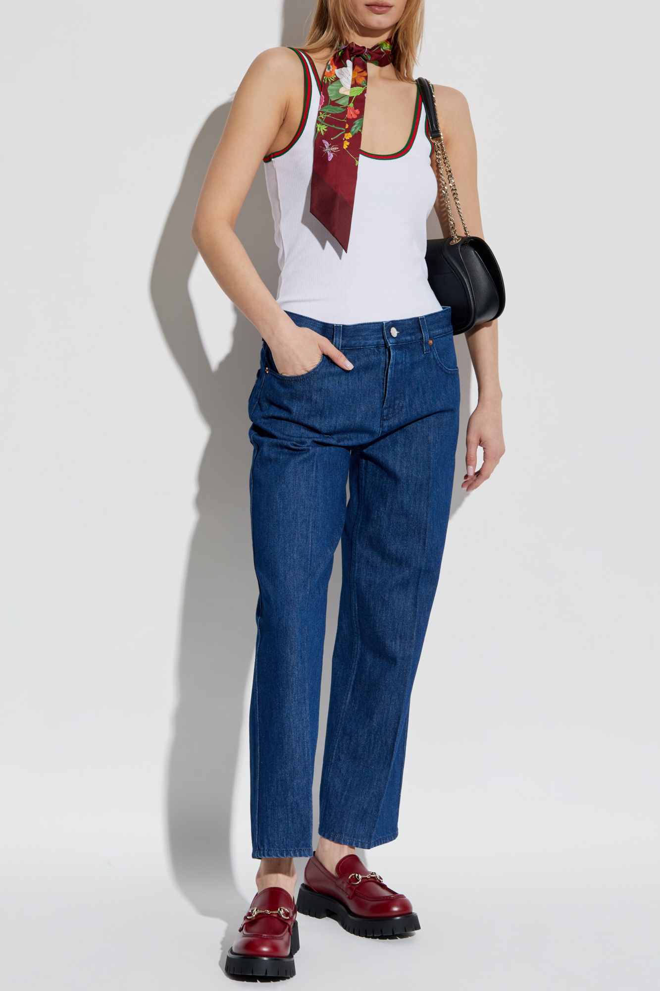 gucci 2007ss ウェブストライプ　vネックカットソー Gucci Top with signature stripe Web | Women's | Vitkac